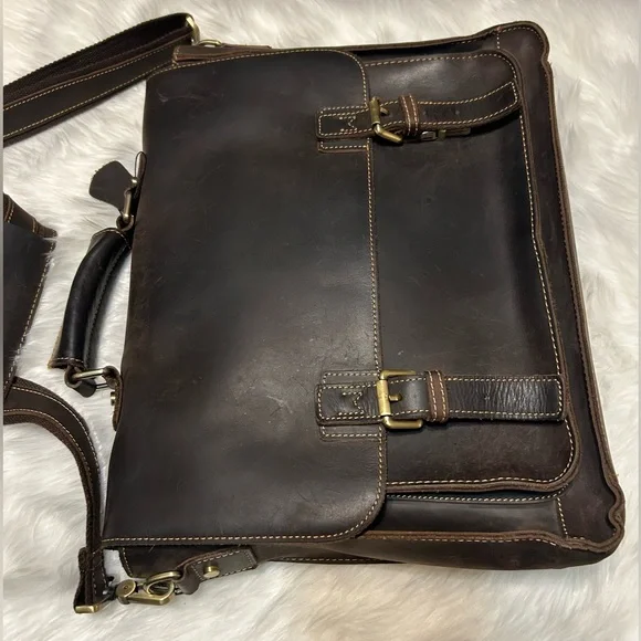 Rowan Full Grain Water Buffalo Leather Briefcase for Men - Picture 4 of 16